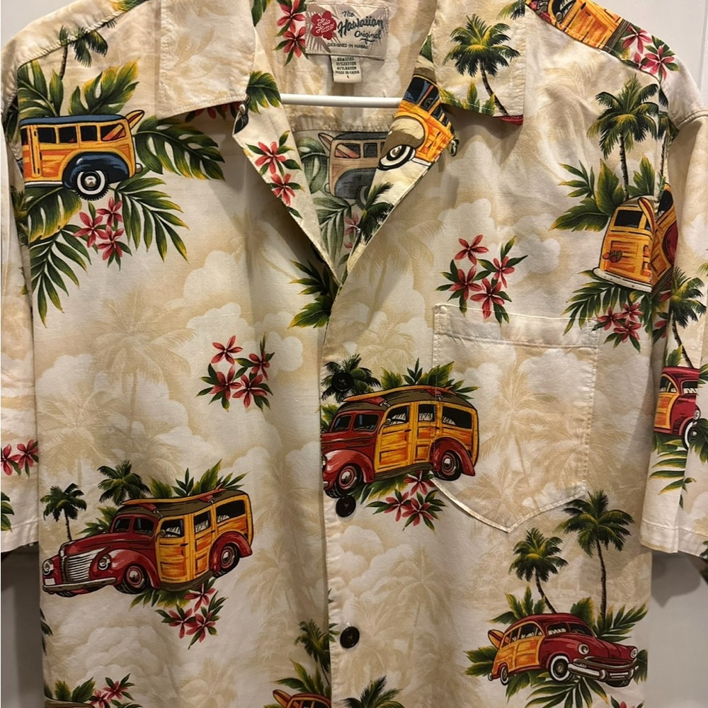 Vintage Hawaiian shirt Large woody wagon print by The Hawaiian original